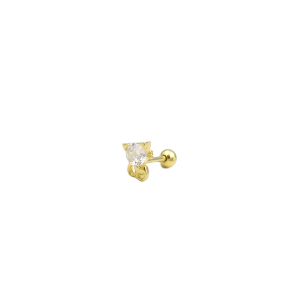 TAŞLI KEDİ GÜMÜŞ TRAGUS PIERCING