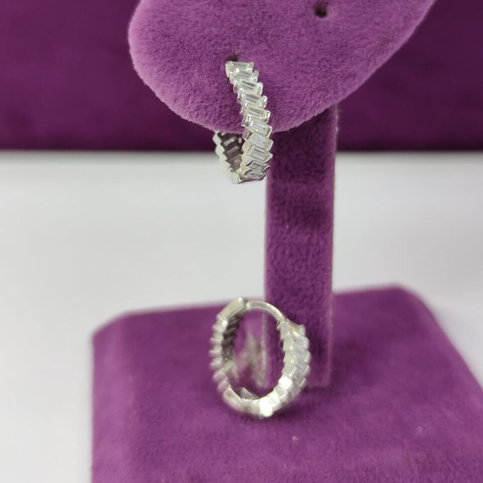 İTHAL BAGET HALKA GÜMÜŞ KÜPE RODYUM BEYAZ - STD