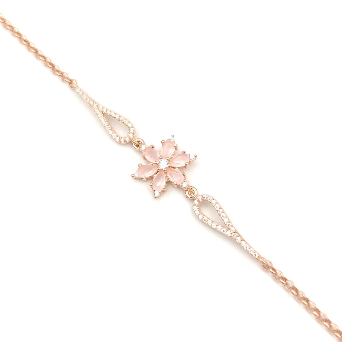 PEMBE LOTUS GÜMÜŞ BİLEKLİK