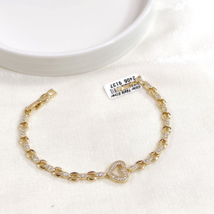 XUPING TAŞLI KALP BİLEKLİK GOLD 17+2 CM