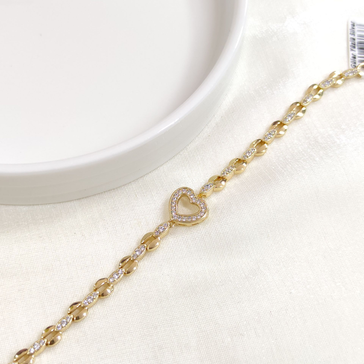 XUPING TAŞLI KALP BİLEKLİK GOLD 17+2 CM