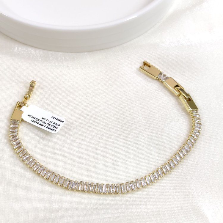 XUPING 5 MM BAGET TAŞLI SU YOLU BİLEKLİK GOLD 17+2 CM