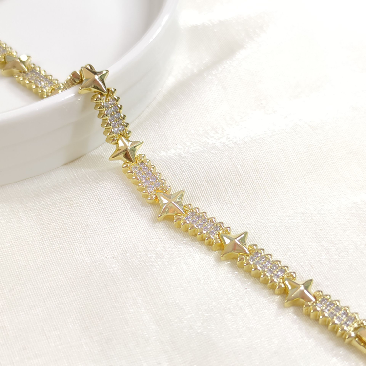 XUPING YILDIZ TAŞLI PLAKA BİLEKLİK GOLD 17+2 CM