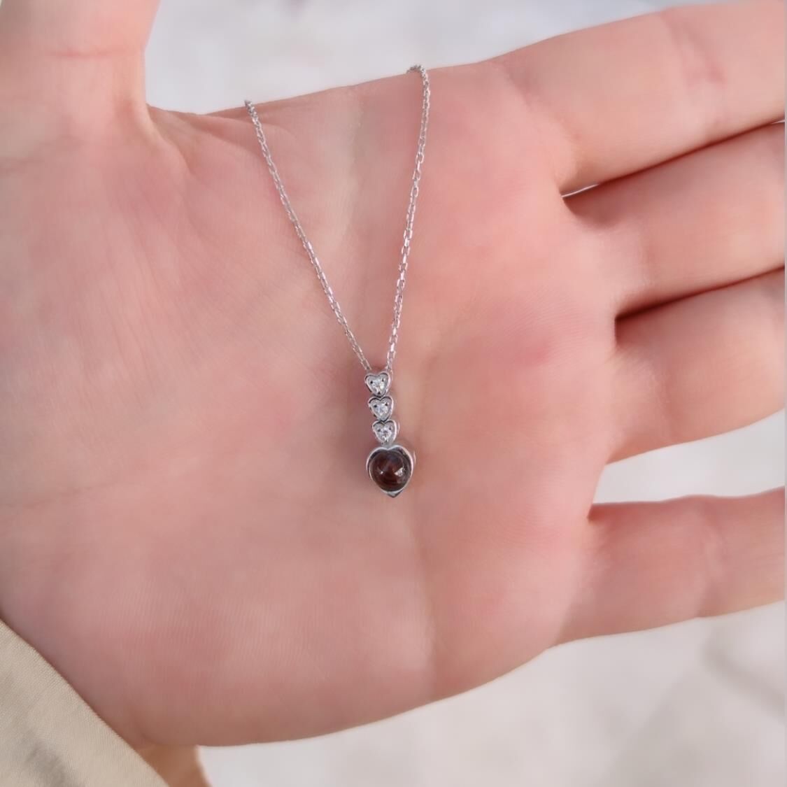 100 DİLDE SENİ SEVİYORUM SÜZME KALP GÜMÜŞ KOLYE