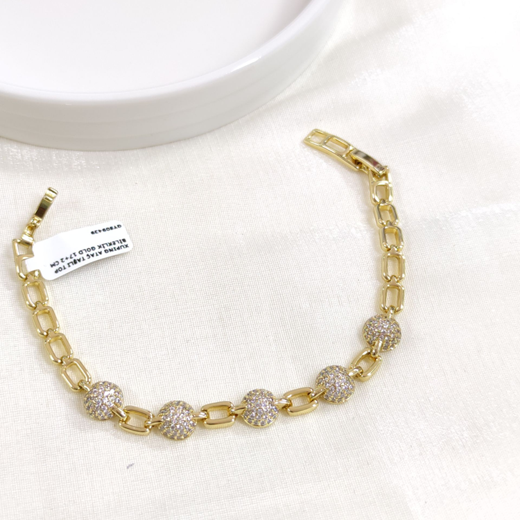 XUPING ATAÇ TAŞLI TOP BİLEKLİK GOLD 17+2 CM