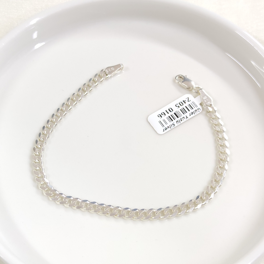 4,5 MM GURMET ZİNCİR GÜMÜŞ BİLEKLİK 20 CM