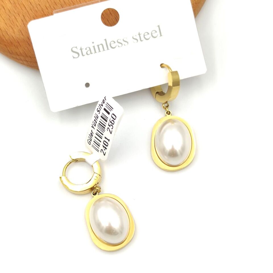 ÇELİK OVAL İNCİ MODEL HALKA KÜPE