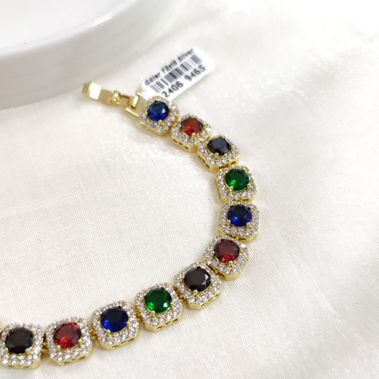 XUPING RENKLİ 1 CM KARE TAŞLI BİLEKLİK GOLD 16+2 CM