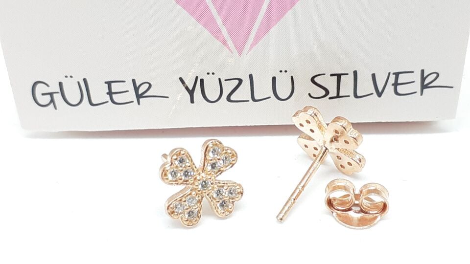 MİNİMAL ZİRKON TAŞLI ÇİÇEK GÜMÜŞ KÜPE