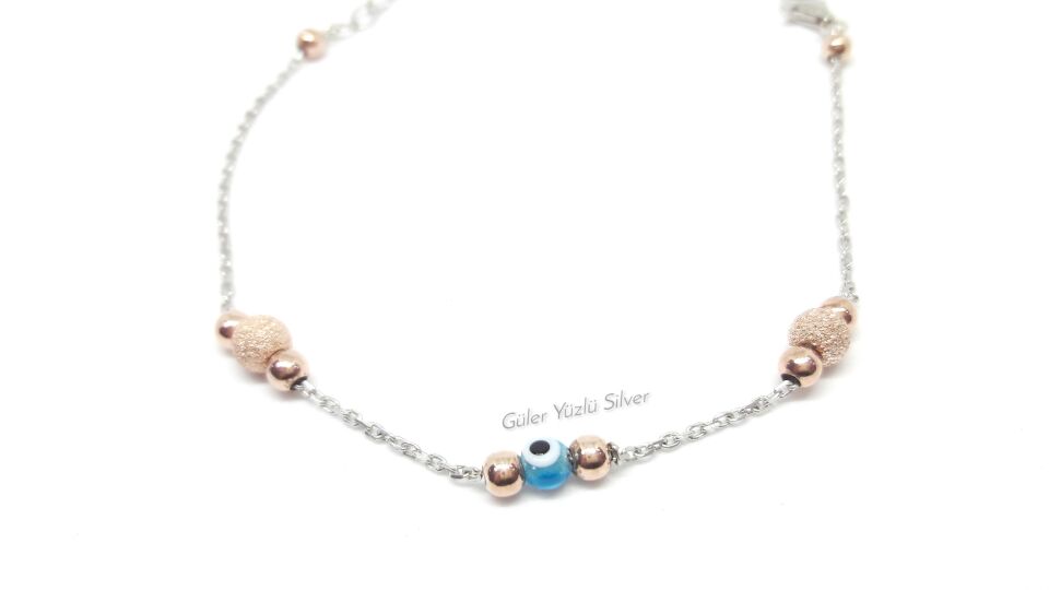 SİMLİ TOPLU NAZAR BONCUKLU İKİLİ GÜMÜŞ SET