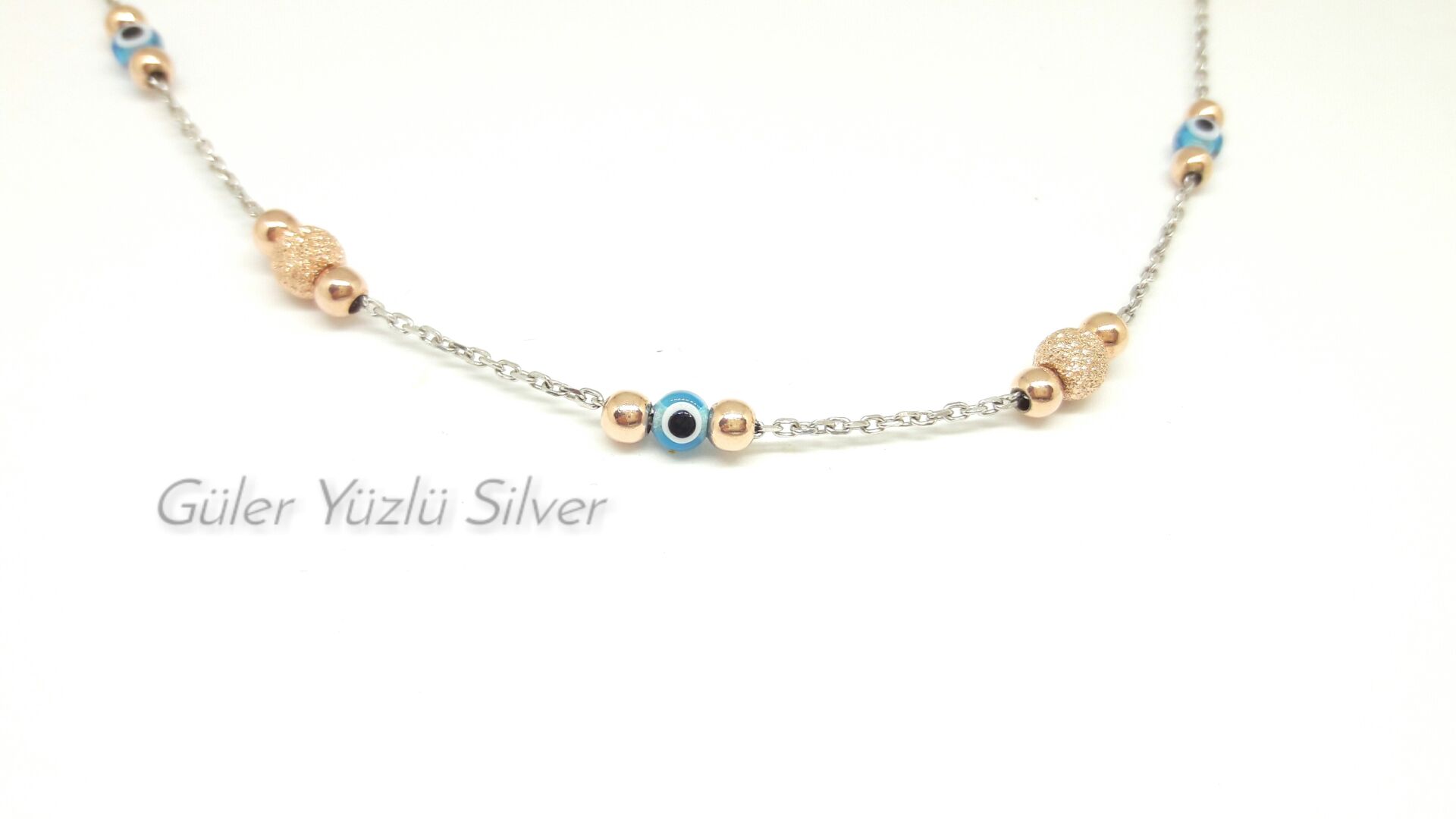 SİMLİ TOPLU NAZAR BONCUKLU İKİLİ GÜMÜŞ SET