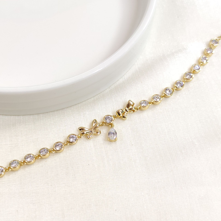 XUPING TAŞLI KELEBEK FİYONK BİLEKLİK GOLD 16+3 CM