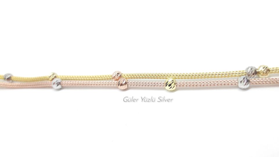 ROSE VE ALTIN 2 SIRA DORİCA GÜMÜŞ BİLEKLİK