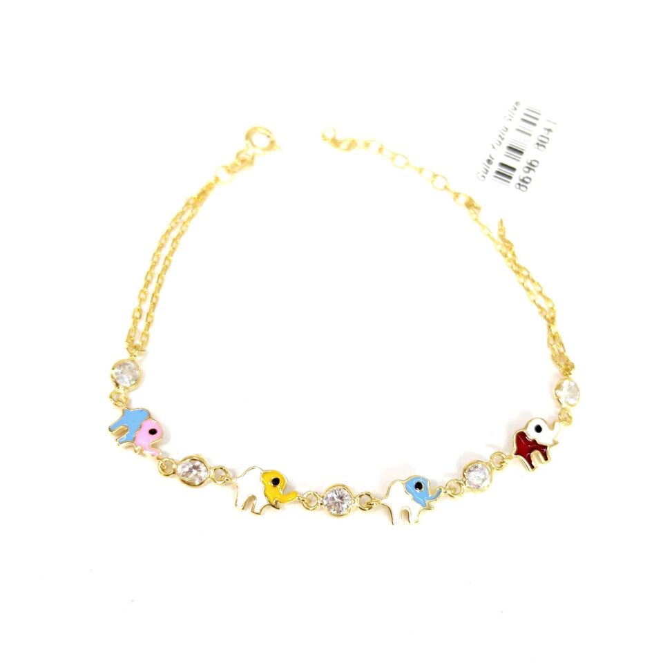 MİNELİ FİL GÜMÜŞ BİLEKLİK ALTIN SARI - STD