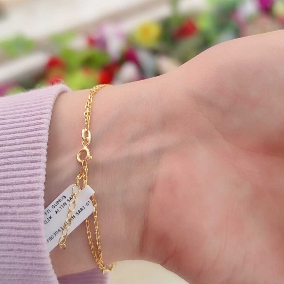 MİNELİ FİL GÜMÜŞ BİLEKLİK ALTIN SARI - STD