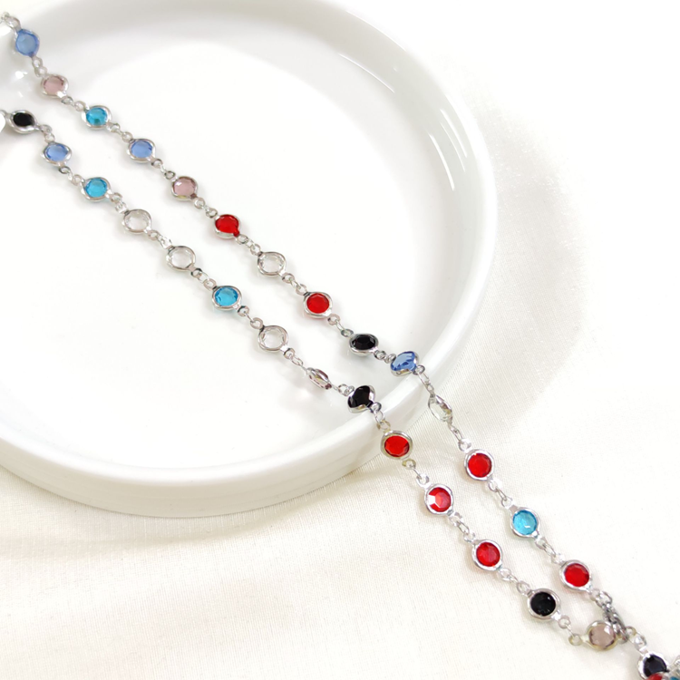 ÇELİK RENKLİ YUVARLAK TAŞLI Y KOLYE ZİNCİR GOLD 70 CM