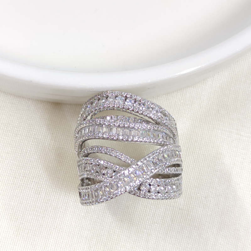 İTHAL ALTILI GENİŞ SARMAL GÜMÜŞ YÜZÜK RODYUM BEYAZ - 19