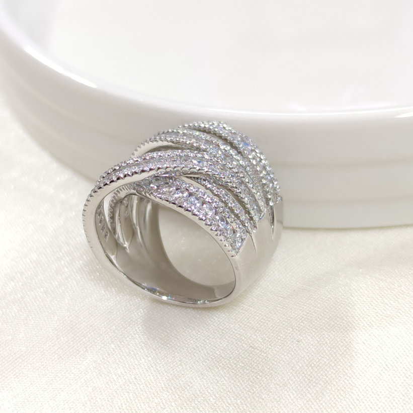 İTHAL ALTILI GENİŞ SARMAL GÜMÜŞ YÜZÜK RODYUM BEYAZ - 19