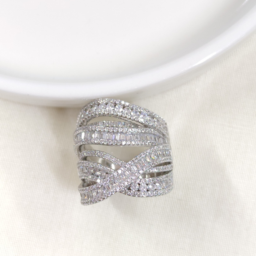 İTHAL ALTILI GENİŞ SARMAL GÜMÜŞ YÜZÜK RODYUM BEYAZ - 19