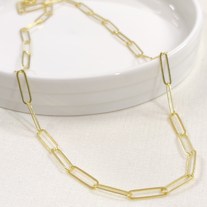 5 MM ATAÇ ZİNCİR GÜMÜŞ KOLYE 50 CM ALTIN SARI - STD