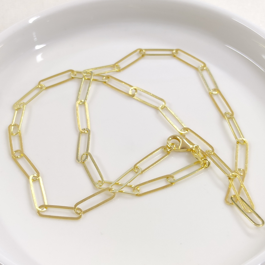 5 MM ATAÇ ZİNCİR GÜMÜŞ KOLYE 50 CM ALTIN SARI - STD