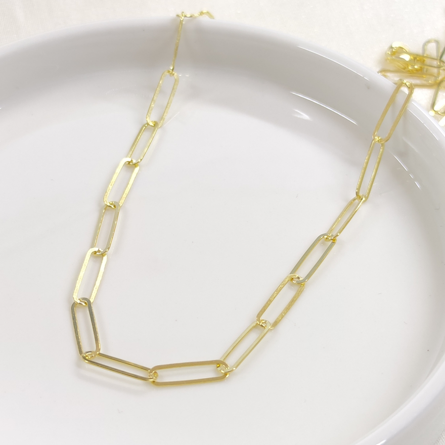 5 MM ATAÇ ZİNCİR GÜMÜŞ KOLYE 50 CM ALTIN SARI - STD