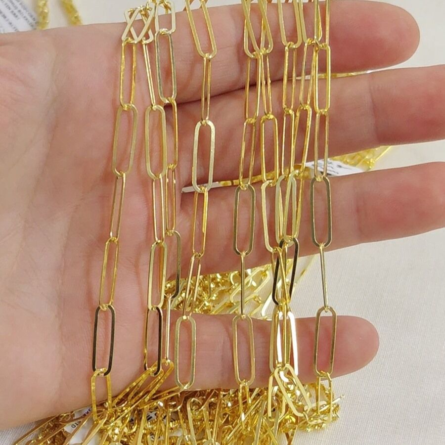 5 MM ATAÇ ZİNCİR GÜMÜŞ KOLYE 50 CM ALTIN SARI - STD