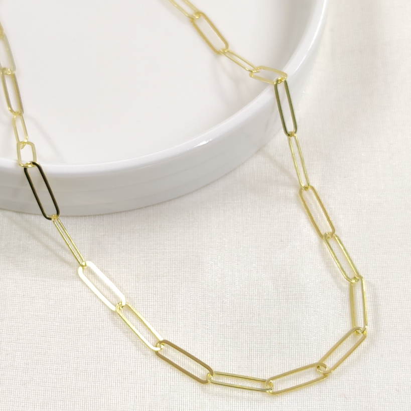 5 MM ATAÇ ZİNCİR GÜMÜŞ KOLYE 50 CM ALTIN SARI - STD