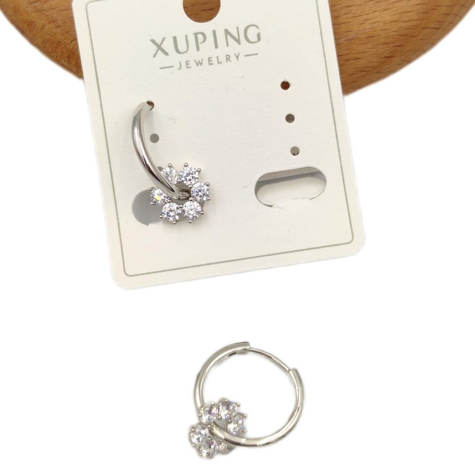 XUPING 13 MM TAŞLI ÇİÇEKLİ HALKA KÜPE