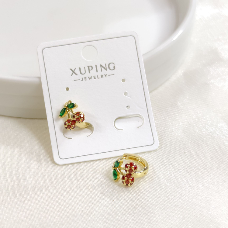 XUPING 10 MM TAŞLI KİRAZ HALKA KÜPE GOLD