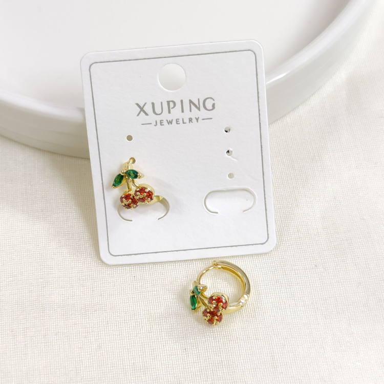 XUPING 10 MM TAŞLI KİRAZ HALKA KÜPE GOLD