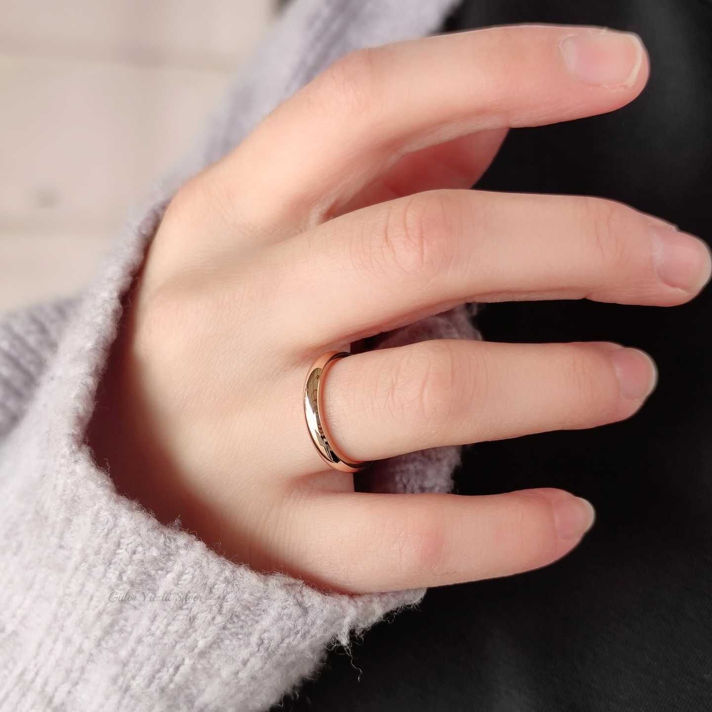 3 MM DÜZ BOMBELİ GÜMÜŞ ALYANS ROSE BAKIR - 12