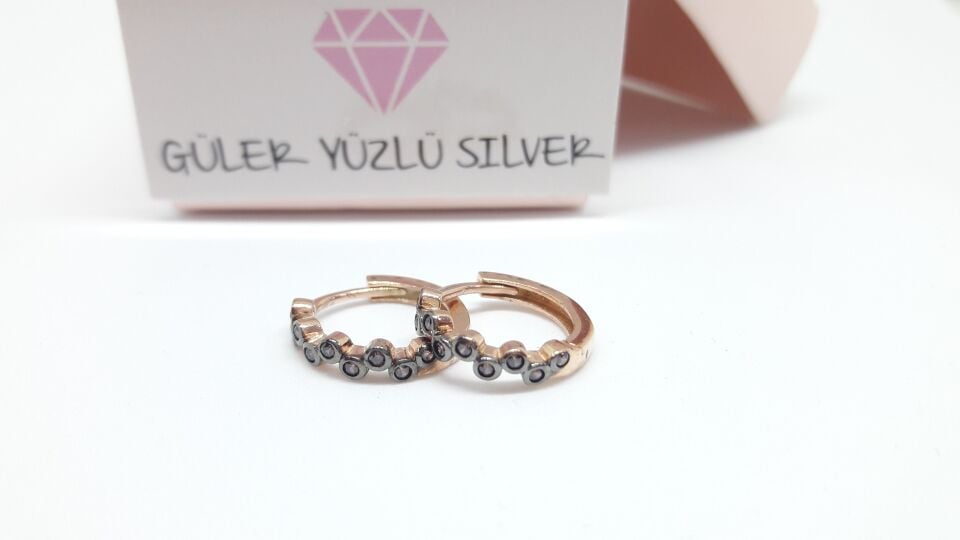8 MM ÇİKOLATA TAŞLI ÇITIR GÜMÜŞ HALKA KÜPE