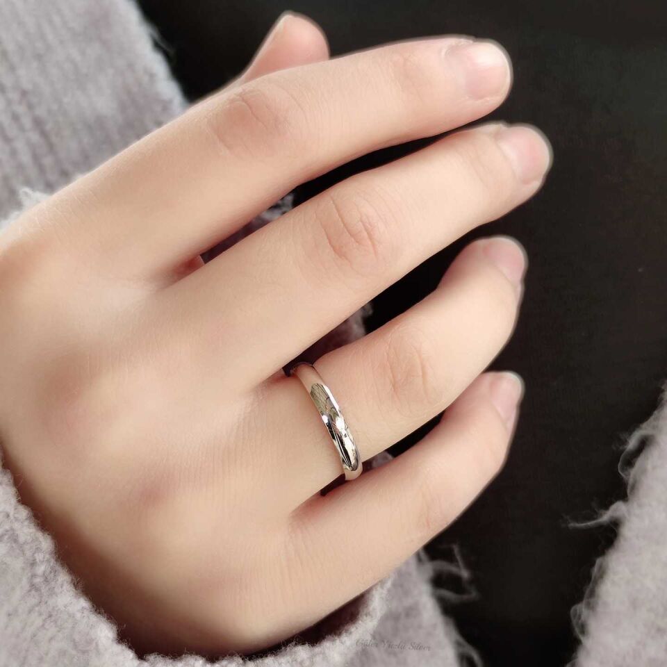 3 MM DÜZ BOMBELİ GÜMÜŞ ALYANS RODYUM BEYAZ - 23