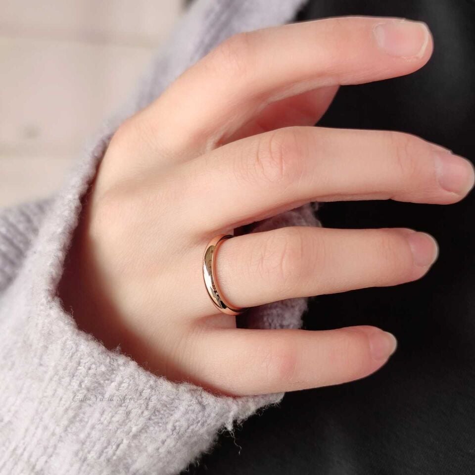 3 MM DÜZ BOMBELİ GÜMÜŞ ALYANS ROSE BAKIR - 14