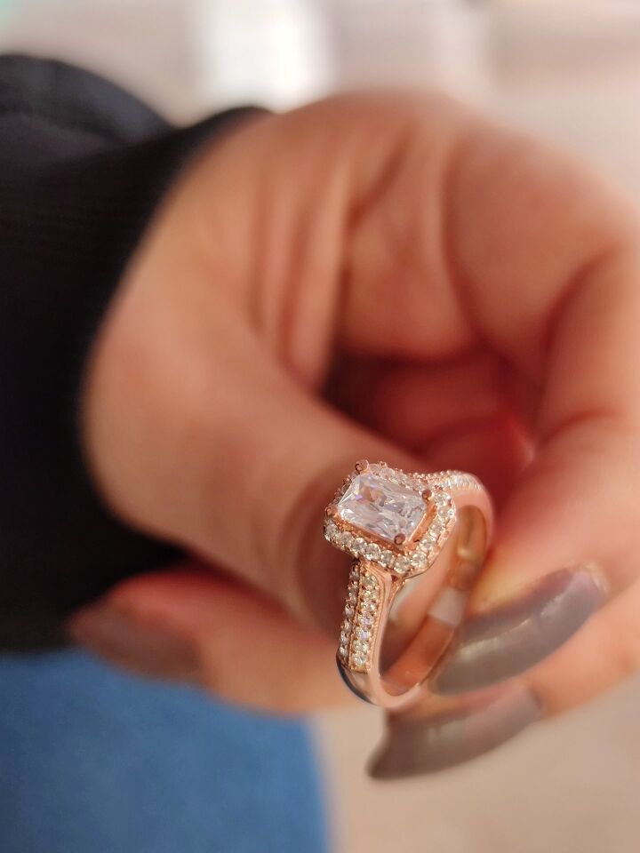 KENARLARI TAŞLI BAGET GÜMÜŞ YÜZÜK K. ROSE BAKIR - 13