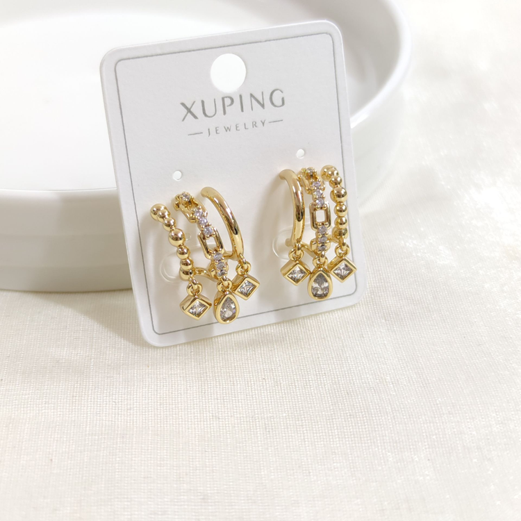 XUPING 10 MM ÜÇ GÖRÜNÜMLÜ ÇİVİ KÜPE GOLD