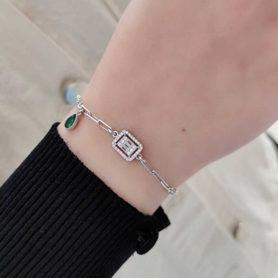 DAMLA DETAY PIRLANTA MONTÜR BAGET GÜMÜŞ BİLEKLİK RODYUM BEYAZ - STD