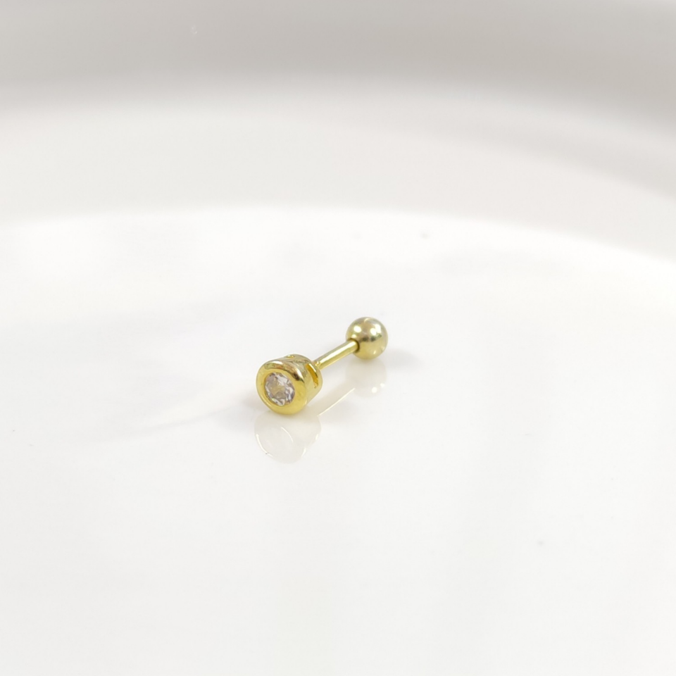 4 MM TEK TAŞ GÜMÜŞ TRAGUS PIERCING