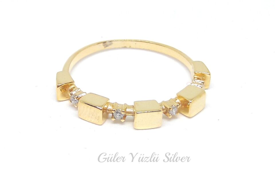İTHAL KÜP ÇITIR GÜMÜŞ YÜZÜK ALTIN SARI - 14