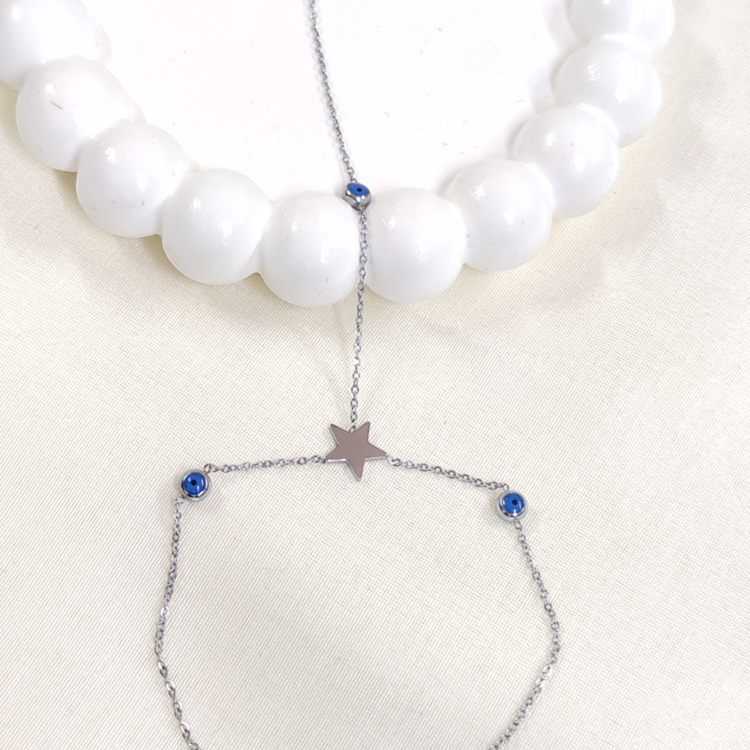 ÇELİK YILDIZ NAZAR BONCUKLU ŞAHMERAN BEYAZ - STD