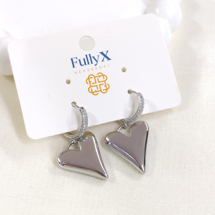 FULLYX 25 MM BÜYÜK KALP 13 MM HALKA KÜPE BEYAZ - STD