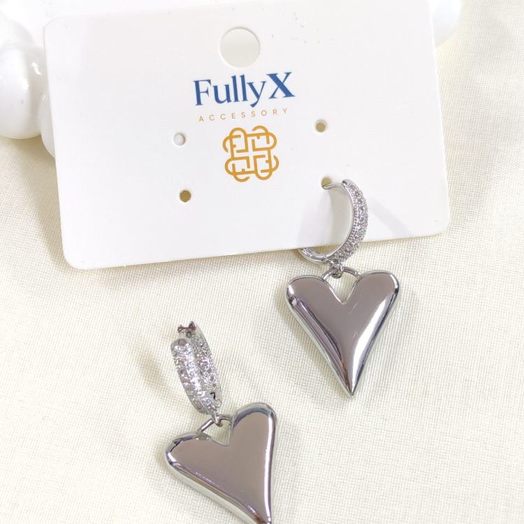 FULLYX 25 MM BÜYÜK KALP 13 MM HALKA KÜPE BEYAZ - STD