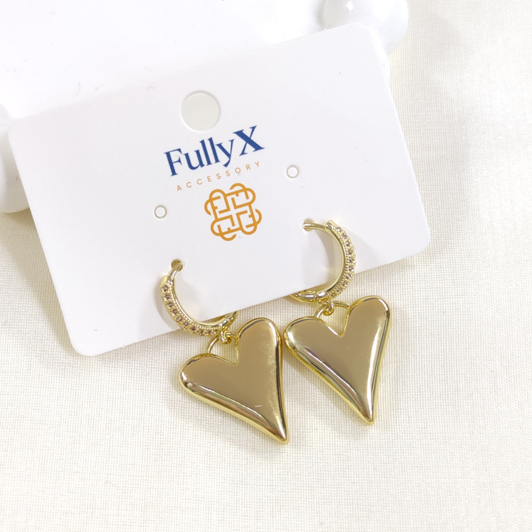 FULLYX 25 MM BÜYÜK KALP 13 MM HALKA KÜPE ALTIN SARI - STD