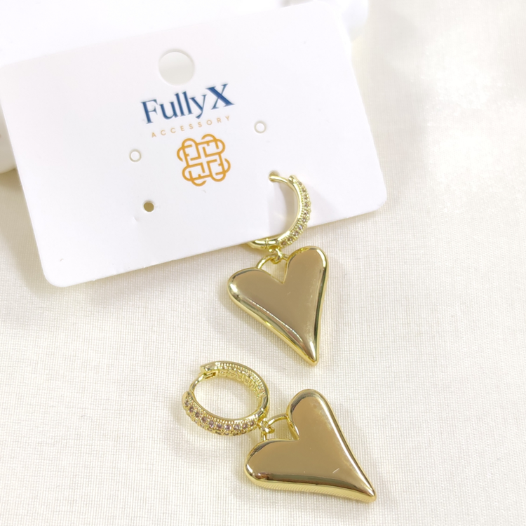 FULLYX 25 MM BÜYÜK KALP 13 MM HALKA KÜPE ALTIN SARI - STD