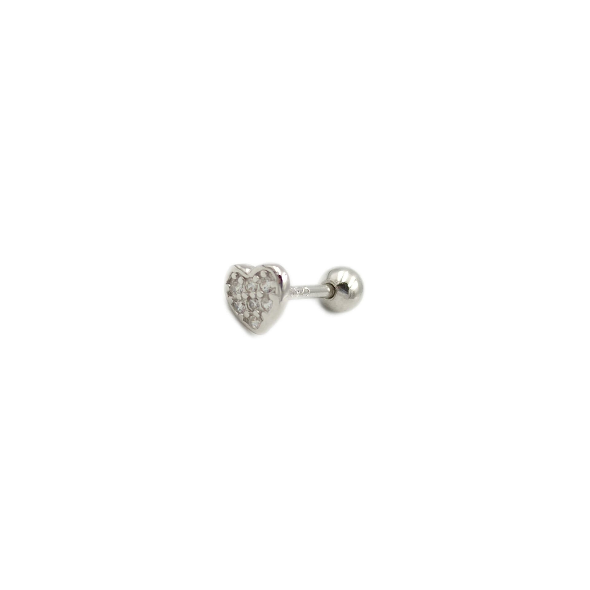 TAŞLI KALP GÜMÜŞ TRAGUS PIERCING