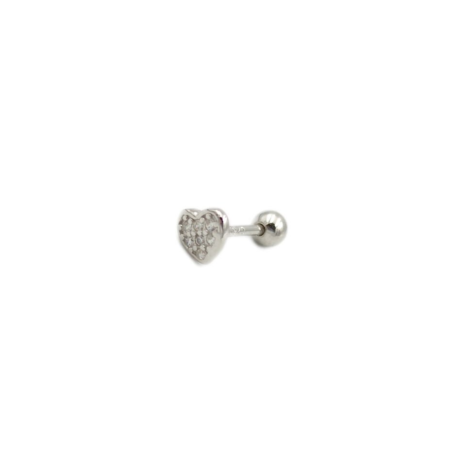 TAŞLI KALP GÜMÜŞ TRAGUS PIERCING