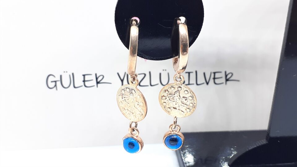 TUĞRALI CAMGÖZ SALLANTILI HALKA GÜMÜŞ KÜPE