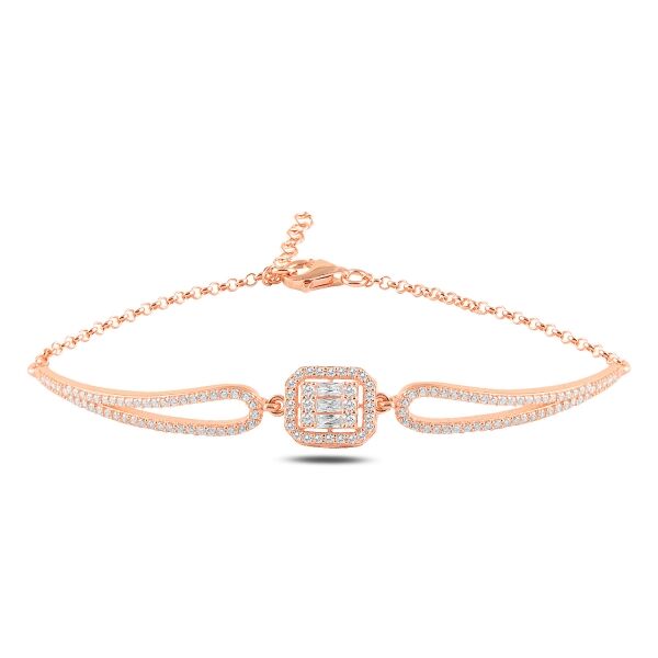 PIRLANTA MONTÜR BAGET GÜMÜŞ BİLEKLİK ROSE BAKIR - STD