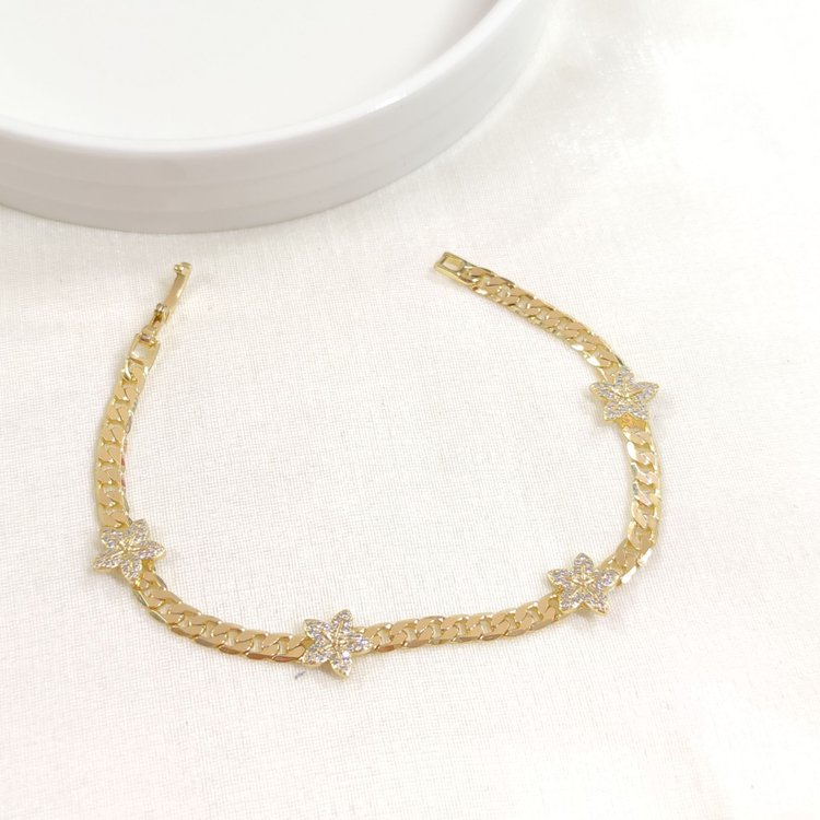 XUPING ÇİÇEK DETAY 4 MM GURMET BİLEKLİK GOLD 17+2 CM